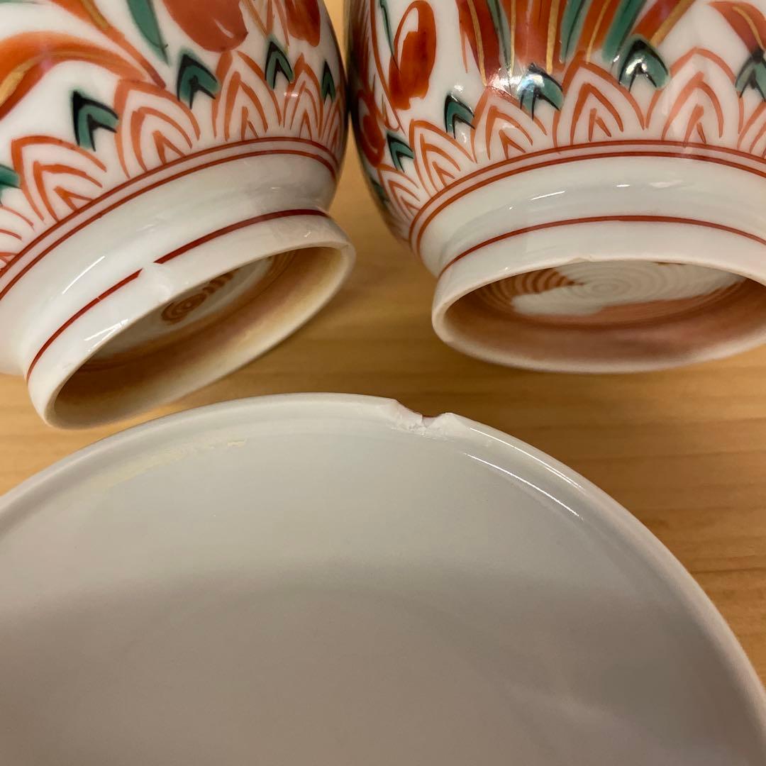 春田一陶 造 赤呉須花草図蒸茶碗8客 共箱