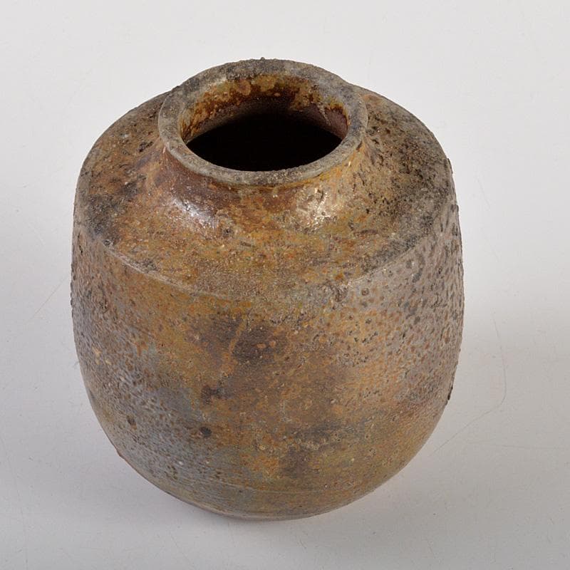 備前焼　金重利陶苑　金重利右衛門　陶弘造　茶入　仕覆付　共箱　V　6595