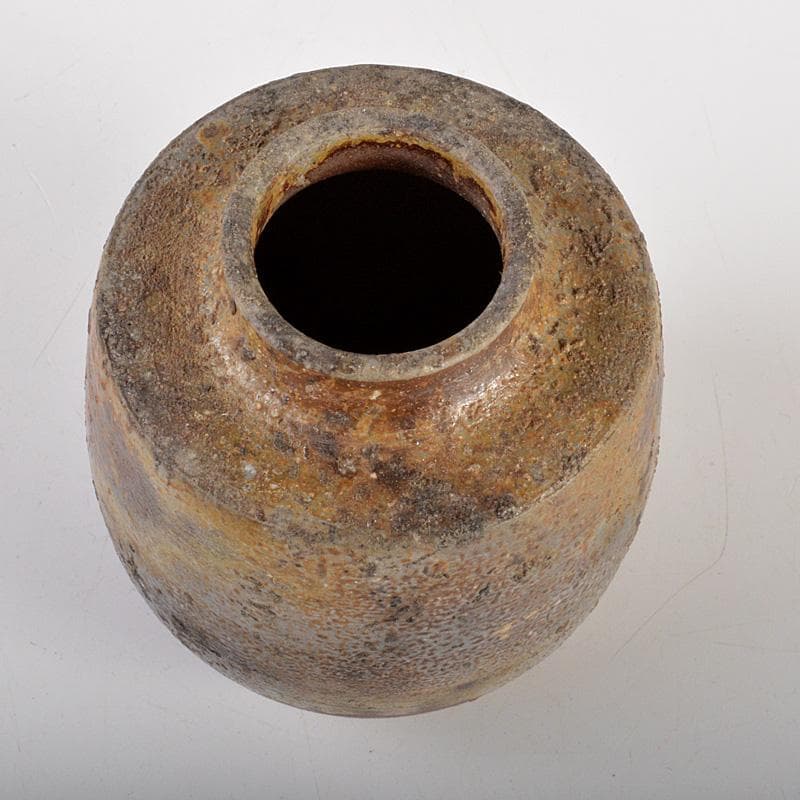 備前焼　金重利陶苑　金重利右衛門　陶弘造　茶入　仕覆付　共箱　V　6595