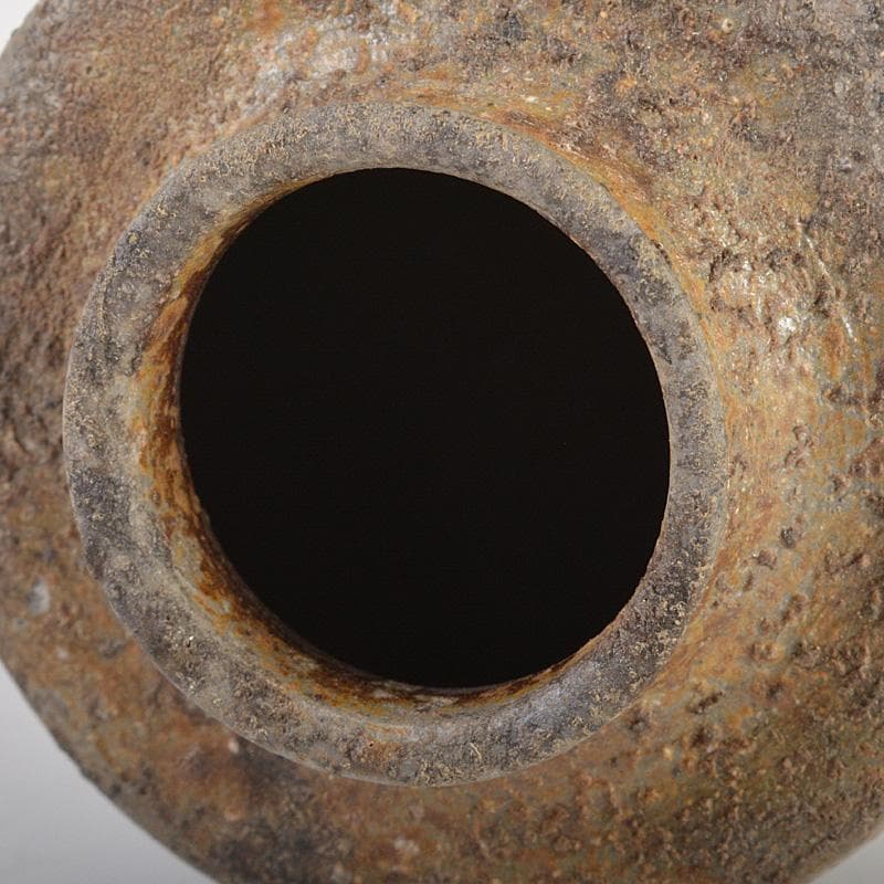 備前焼　金重利陶苑　金重利右衛門　陶弘造　茶入　仕覆付　共箱　V　6595