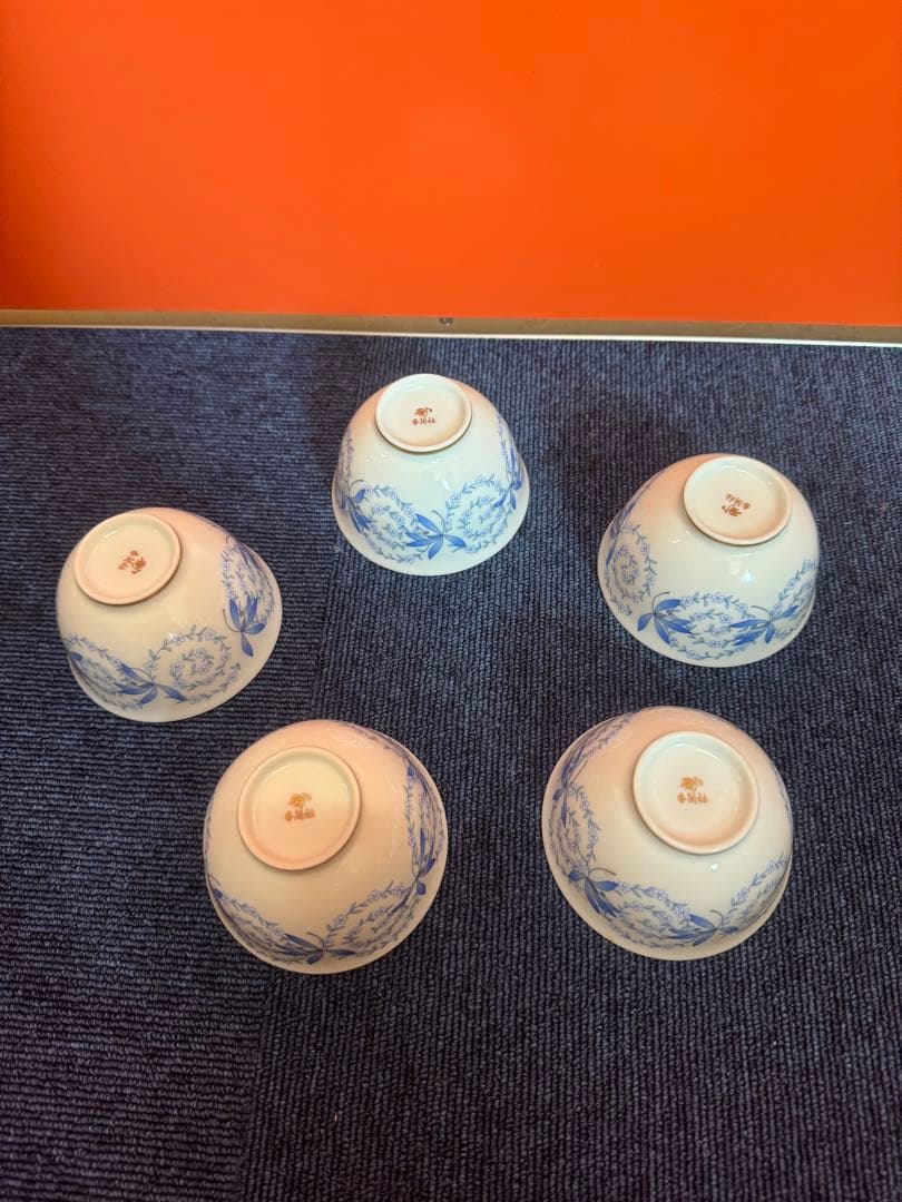 2036  香蘭社 蘭花唐草 湯呑 5客　金彩　未使用