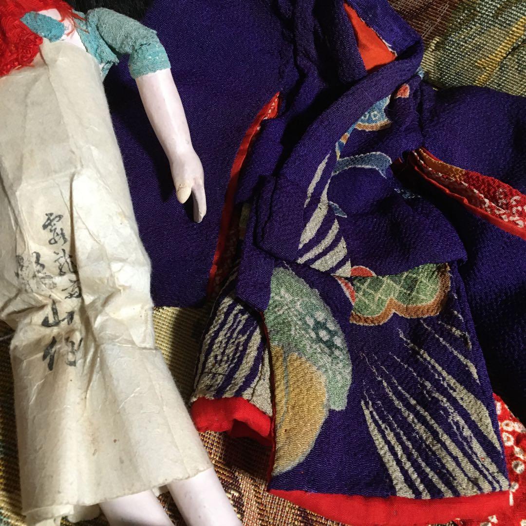 市松人形　小さい　6号　大正時代　女の子　江戸縮緬着物