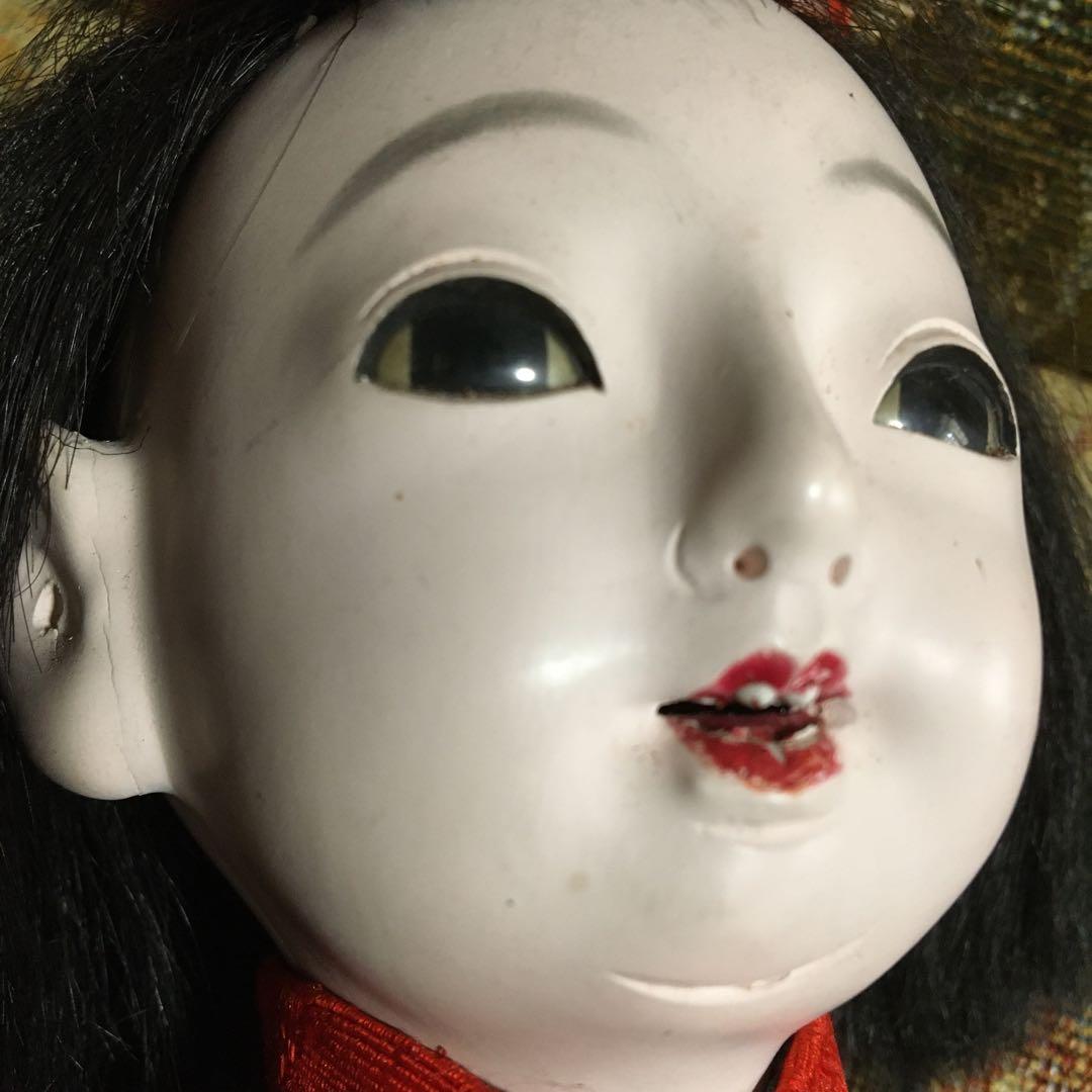 市松人形　小さい　6号　大正時代　女の子　江戸縮緬着物