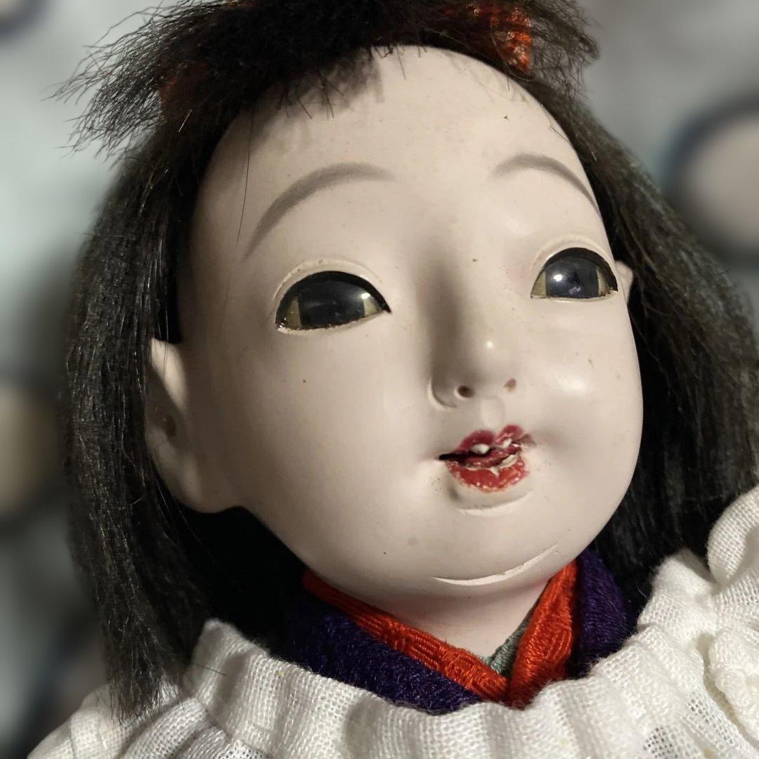 市松人形　小さい　6号　大正時代　女の子　江戸縮緬着物