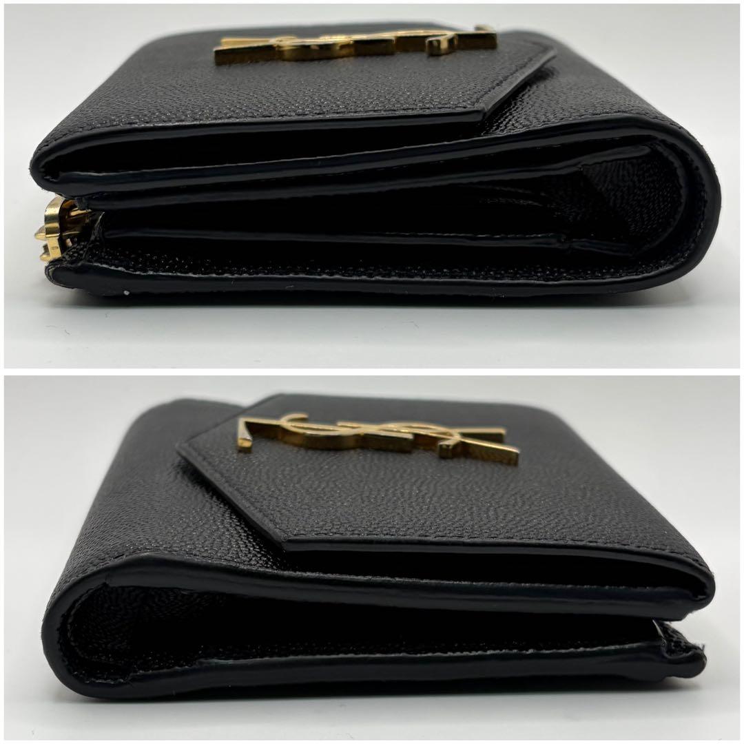 【正規品】サンローラン YSL 三つ折り財布 黒 レザー ゴールド金具 付属品付