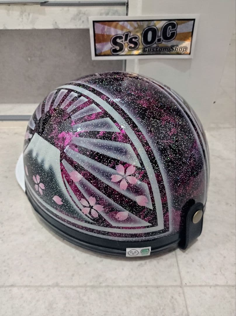 カスタムコルク半　Candyピンクラップ✘白富士日章　七色ラメ