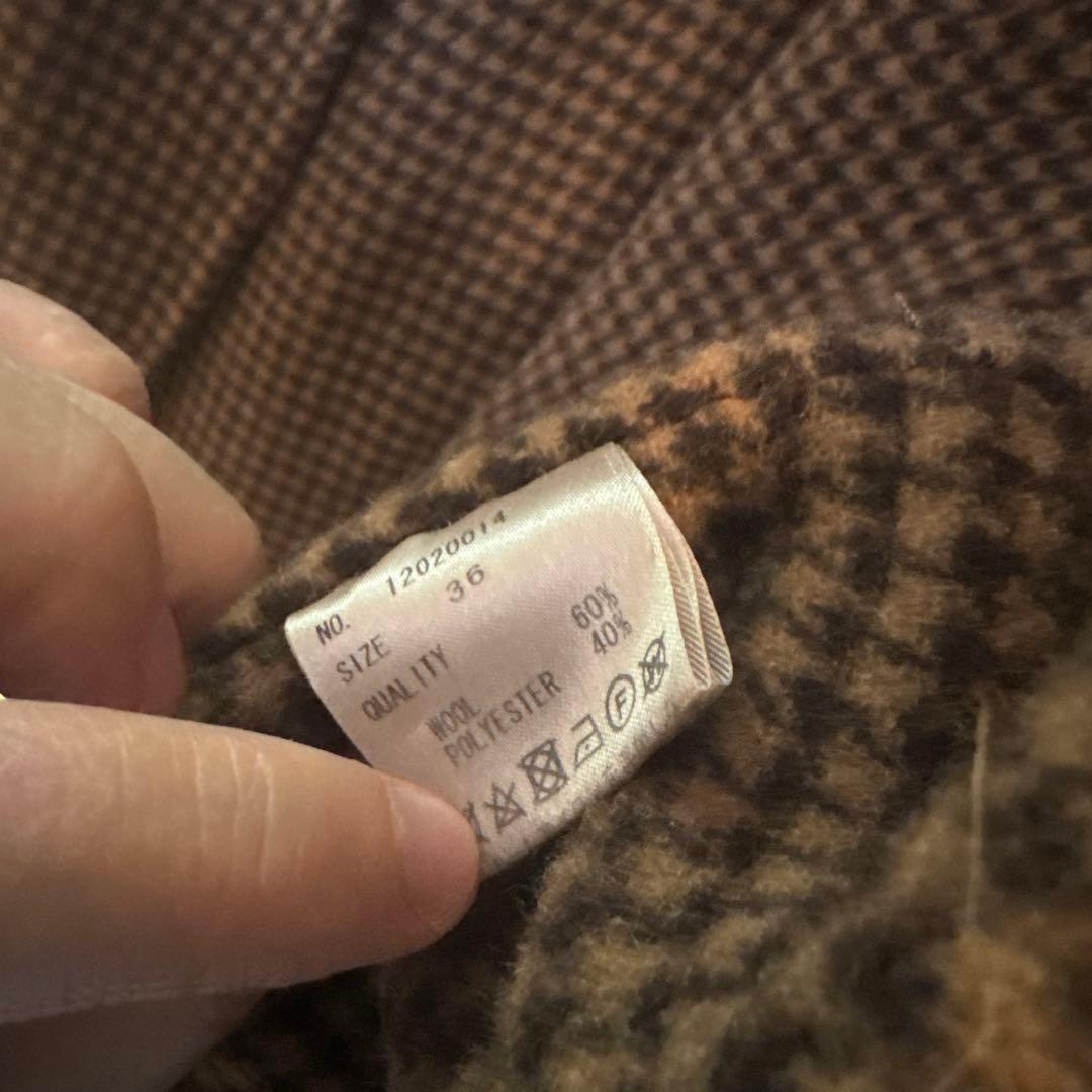 todayfulチェックウールコート