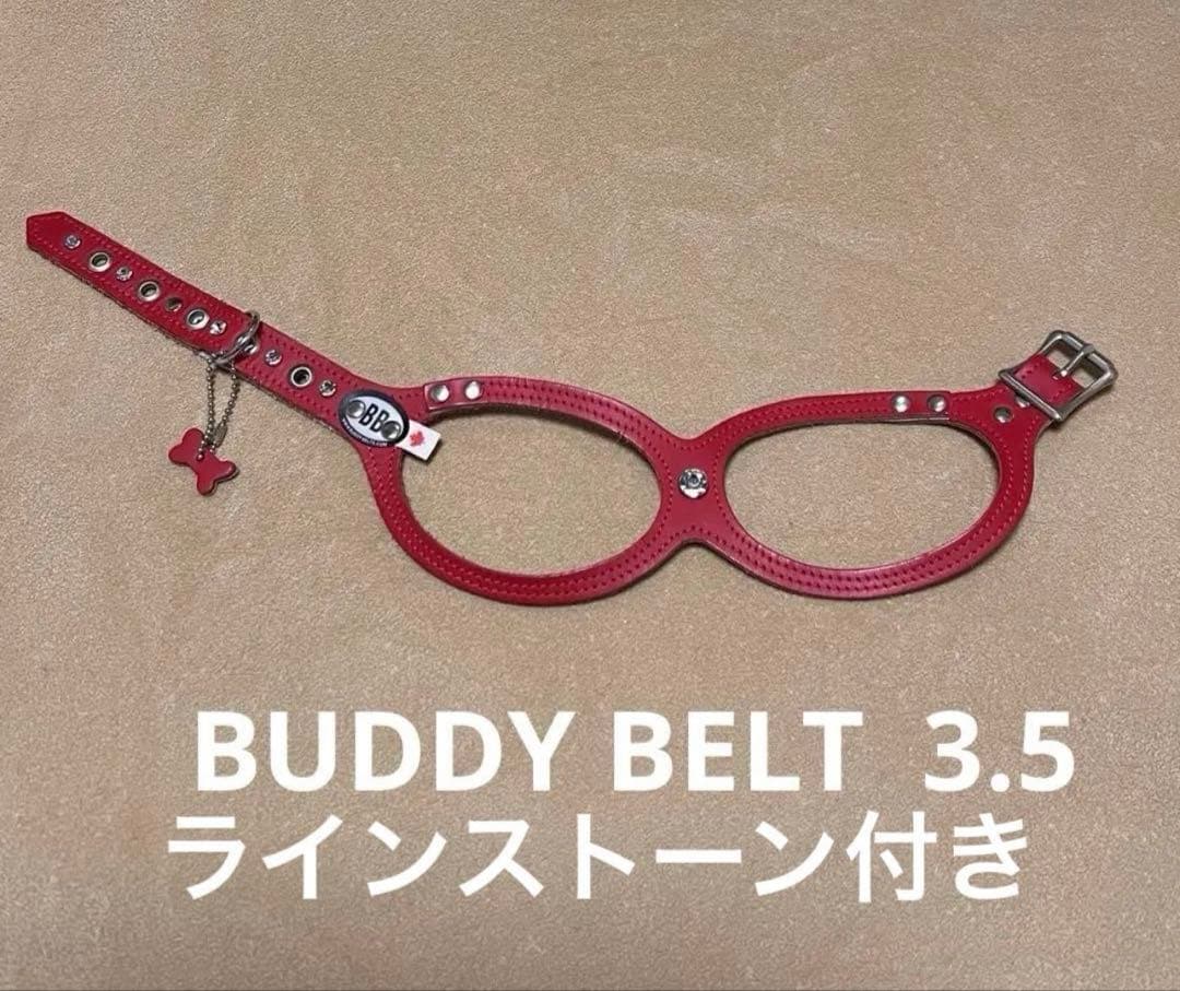 BUDDY BELT 3.5 レッド ラインストーン付き