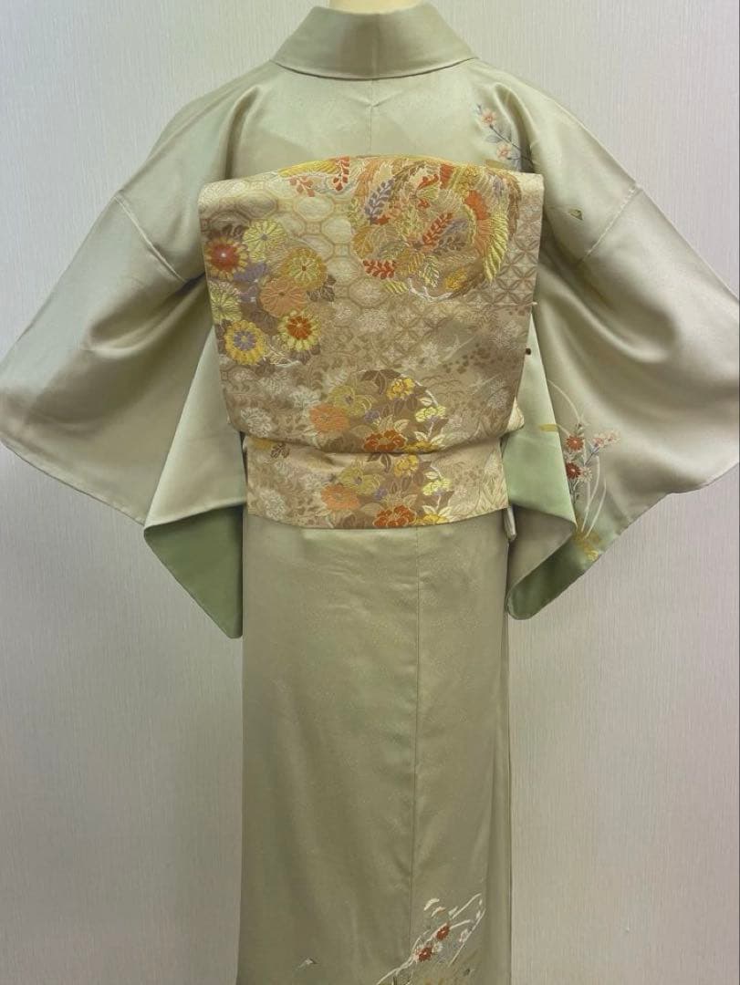 梅乃【148】正絹　訪問着　フルセット　七五三　お宮参り　結婚式　控えめ　淡い緑