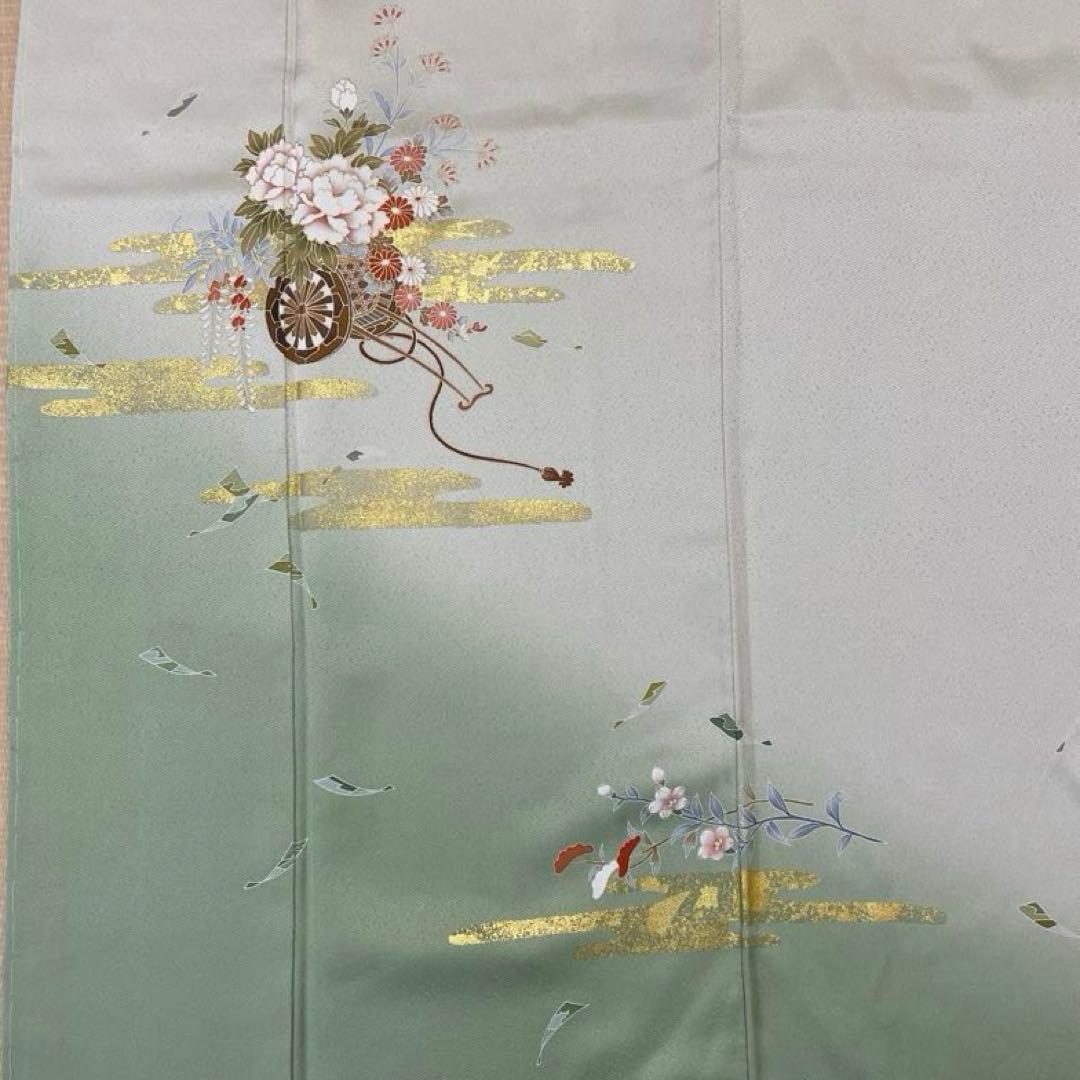 梅乃【148】正絹　訪問着　フルセット　七五三　お宮参り　結婚式　控えめ　淡い緑