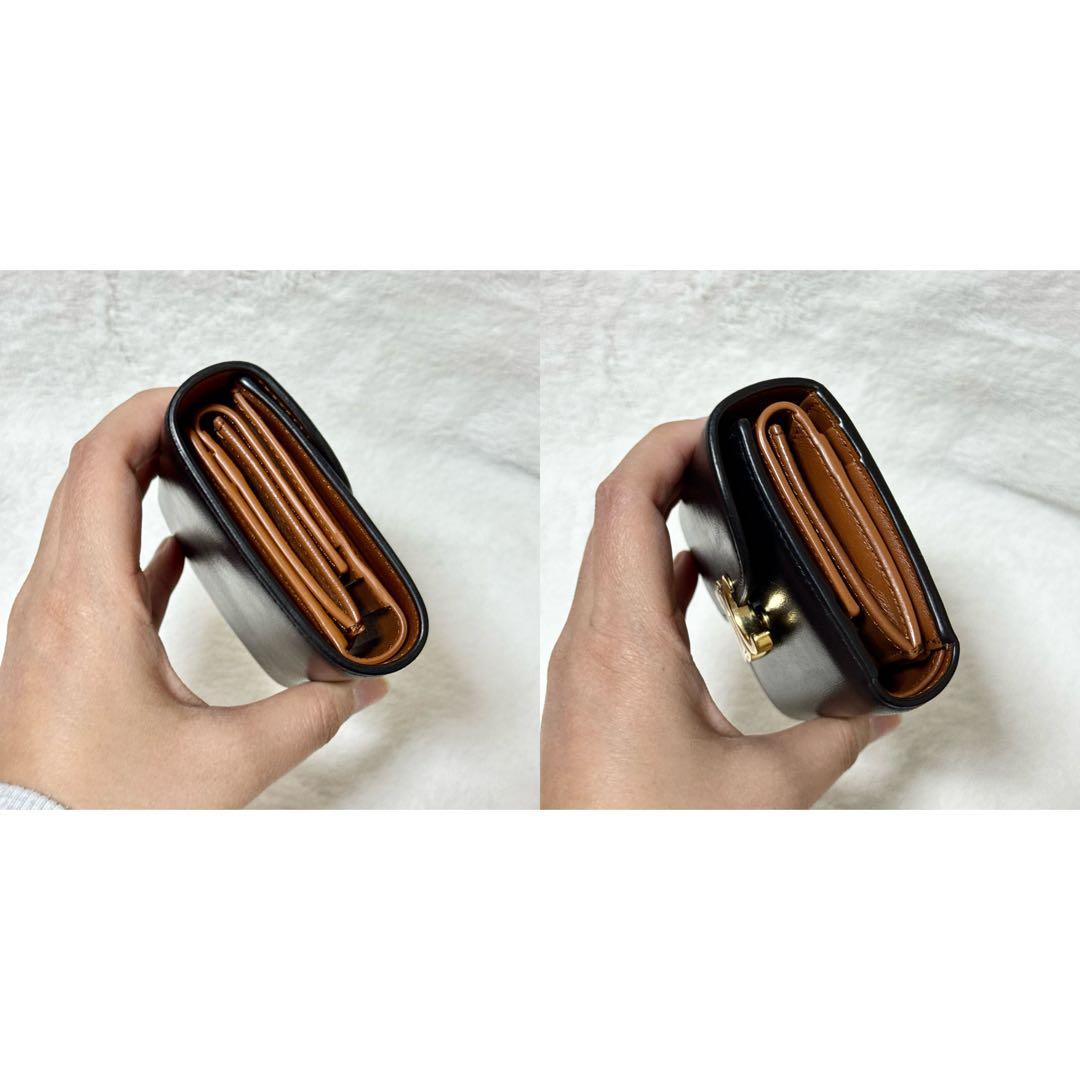 セリーヌ CELINE スモールフラップウォレット　カーフスキン　ブラック