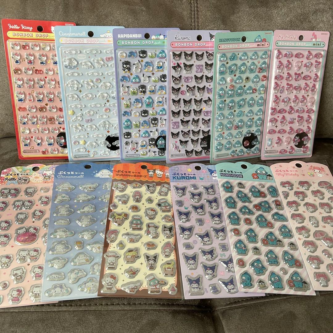 【正規品】サンリオ　ボンボンドロップシール　ミニ　ぷくぷくシール　コンプリート