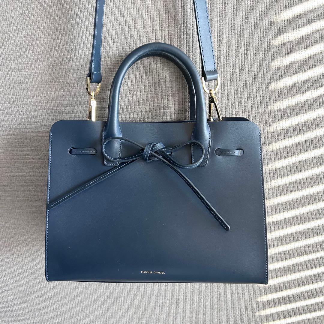 MANSUR GAVIRELマンサーガブリエル★2wayバッグ　リボン　ネイビー