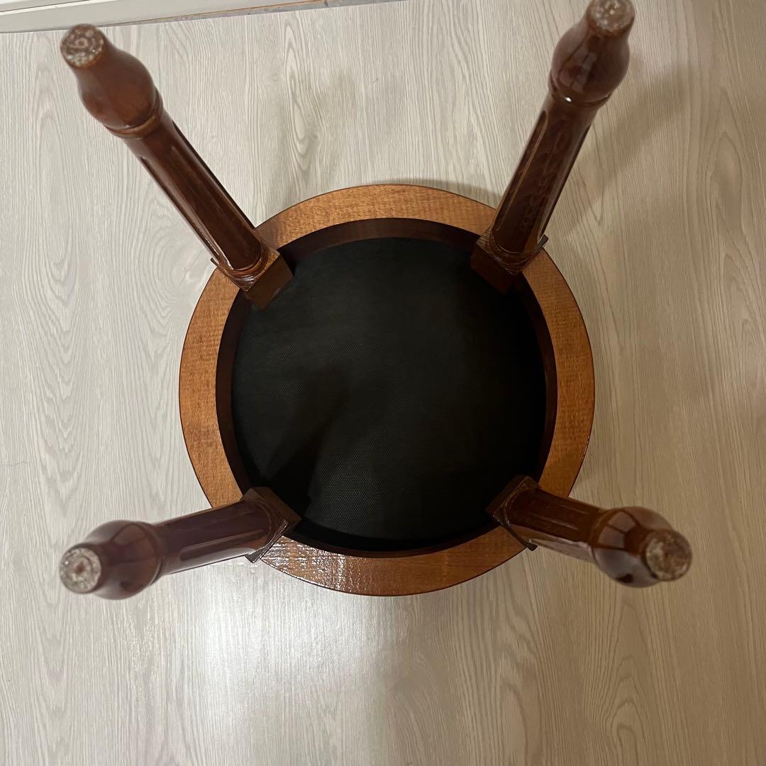 美品 イタリア製 ラウンドスツール 赤 美しい杢目 ネオクラシック調