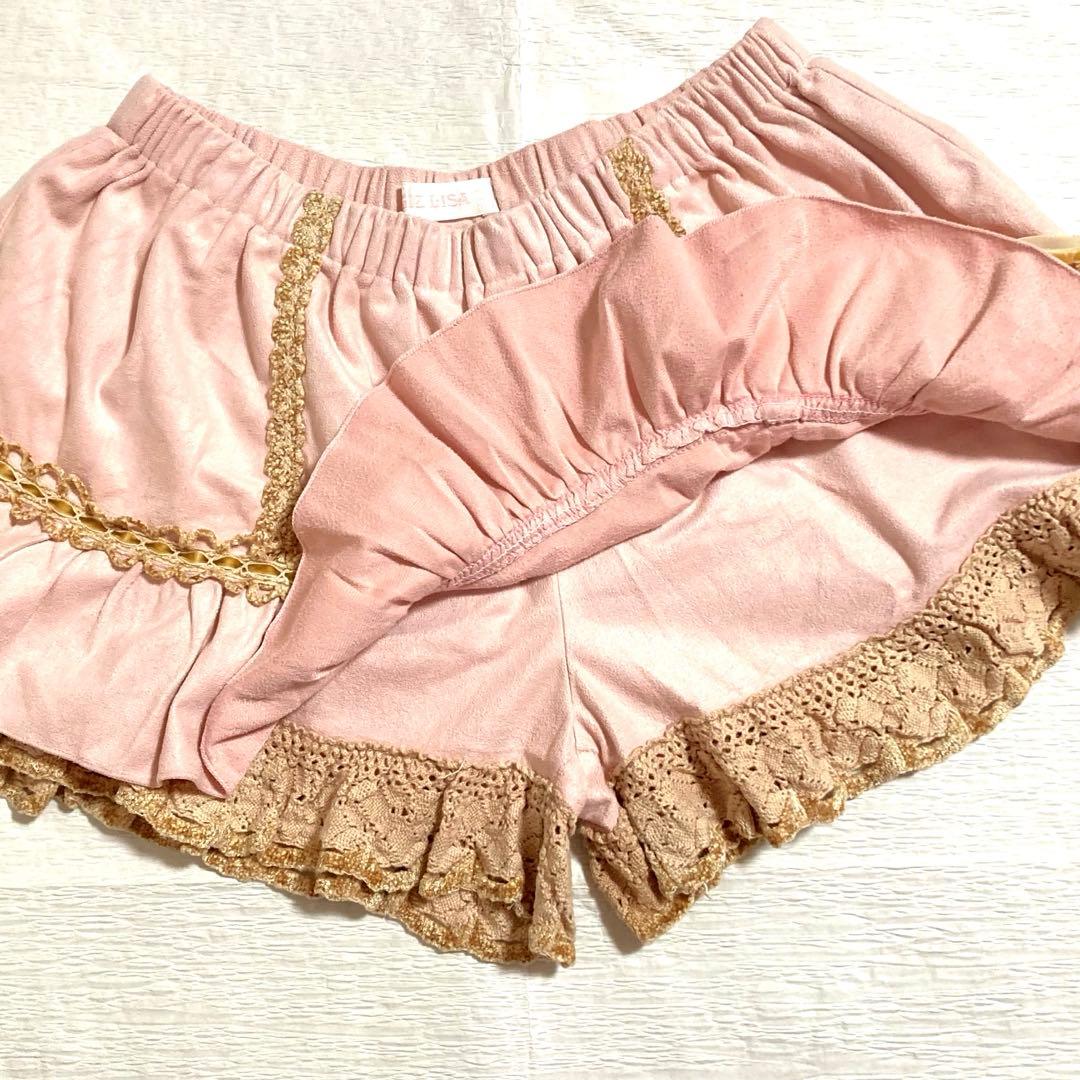 LIZLISAリズリサ　スカパン　キュロット　ピンク系　スエードポリエステル
