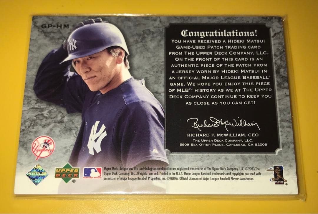 松井秀喜　2003 Classic Portraits patch 99枚限定