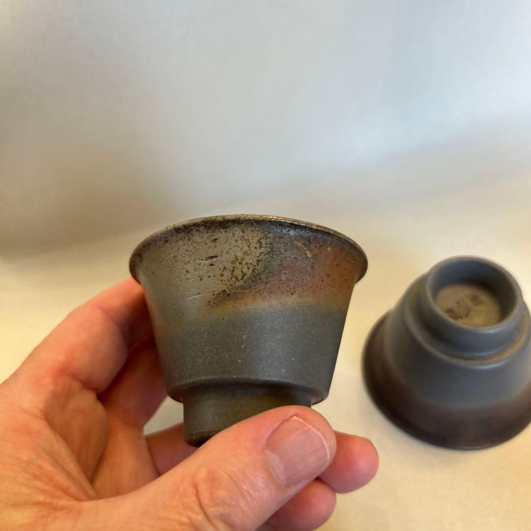 『値引き』備前焼　藤田龍峰　煎茶器　煎茶碗5客　青備前