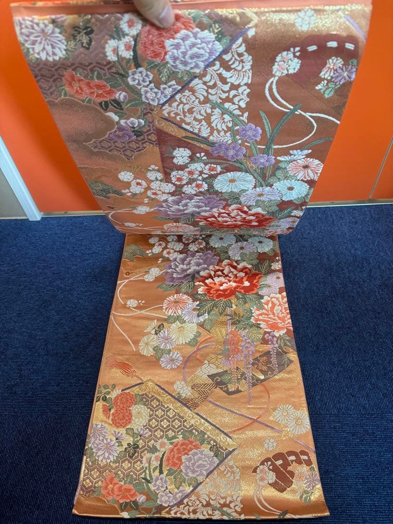 1933 袋帯 古代彫金紋  西陣織   金糸　高級上質上品　約440cm未使用