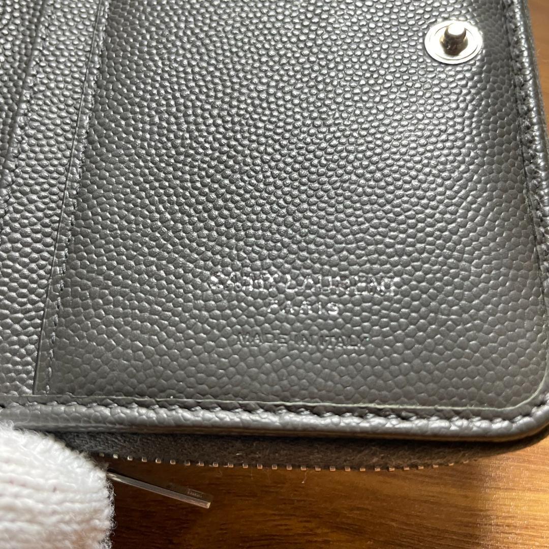 【美品】SAINT LAURENT サンローラン 二つ折り財布 ブラック レザー