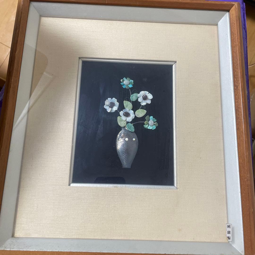 純銀製 花のアート作品