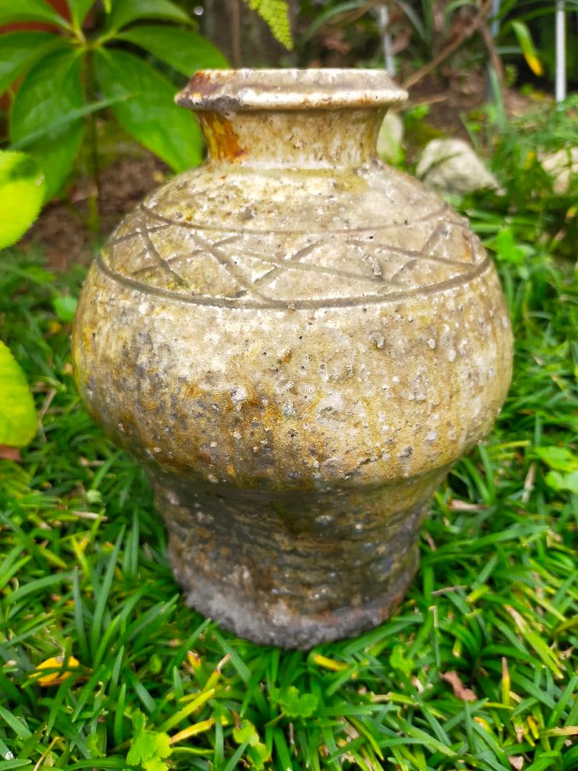 ♥信楽　檜垣文　花瓶　時代箱付き　壺　壷　骨董品