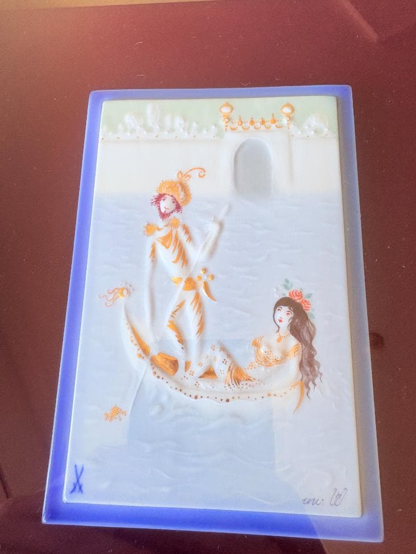 マイセン　陶板　アラビアンナイトより「ゴンドラ」プラーク