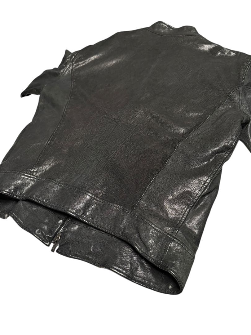 イタリア製 エンポリオ アルマーニ タンニン鞣し レザージャケット ブラック50