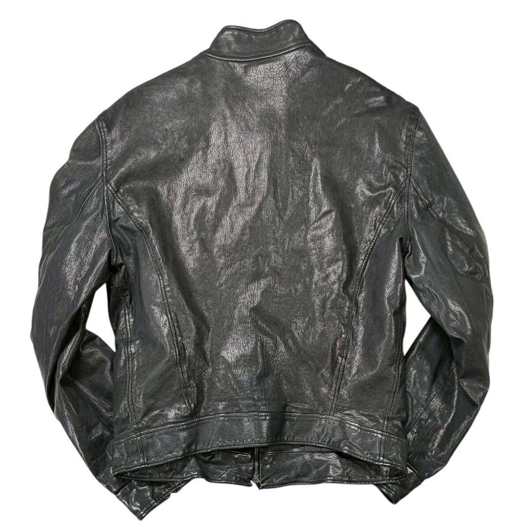 イタリア製 エンポリオ アルマーニ タンニン鞣し レザージャケット ブラック50