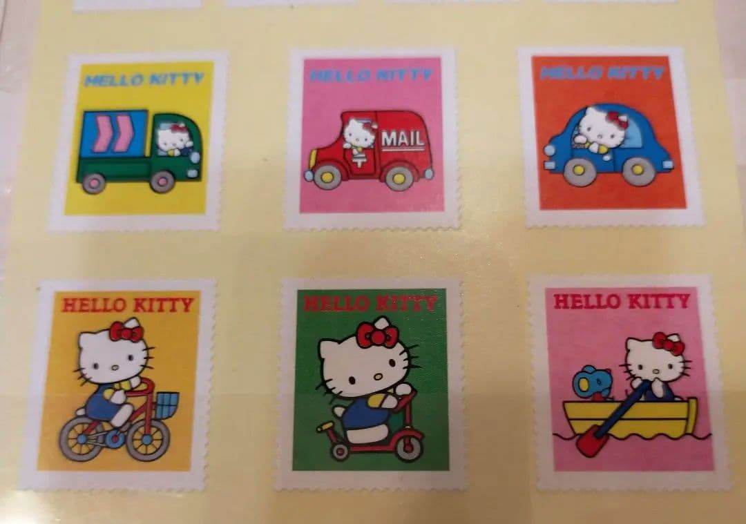 終了参考品！サンリオハローキティスタンプシール12種と切手使用済16種