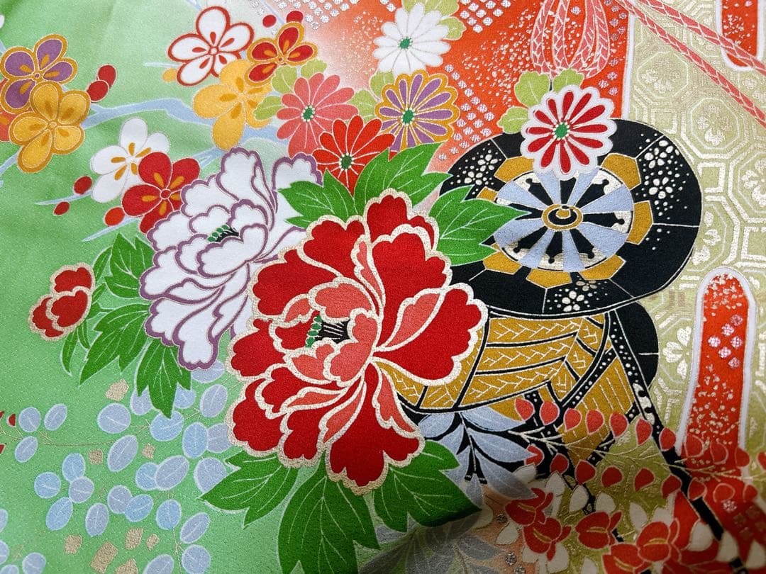 お買い得品♡七五三　7歳　女の子　フルセット　一式　緑　正絹