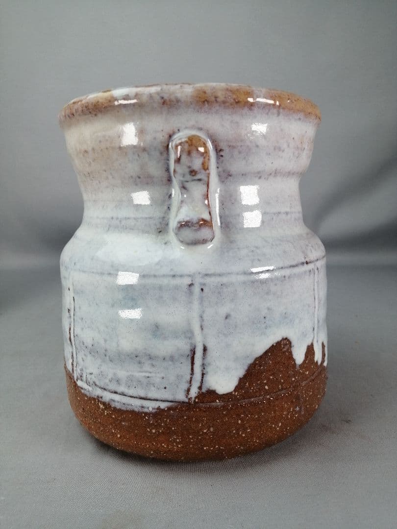 【茶事具】橘正峰造　萩焼耳付き水指　水指413