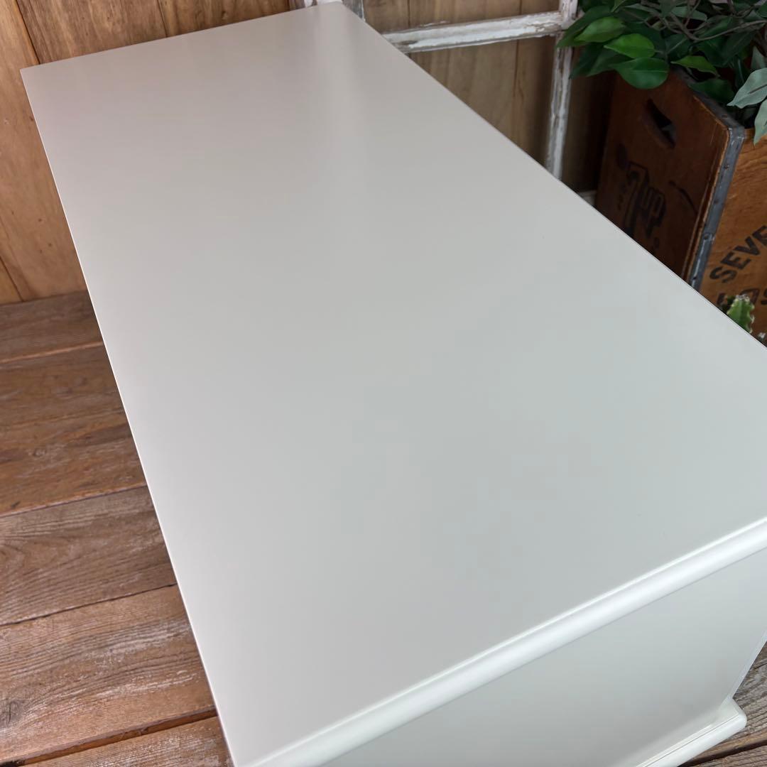 フレンチ調ホワイトチェスト横長木製収納家具姫系洋タンス飾り棚姫かわテレビ台TV台