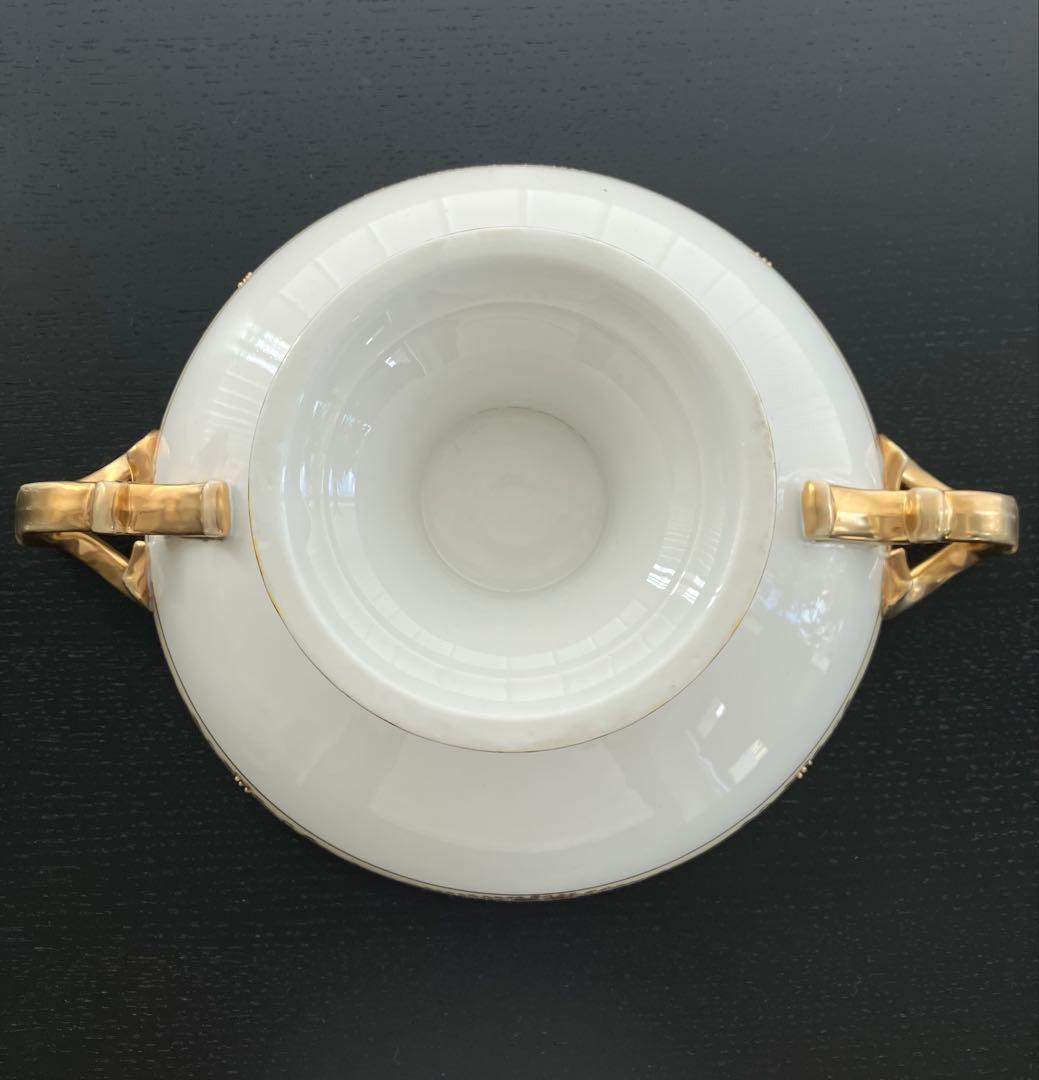 オールドノリタケ　金盛上　河畔風景紋図両耳飾り大鉢