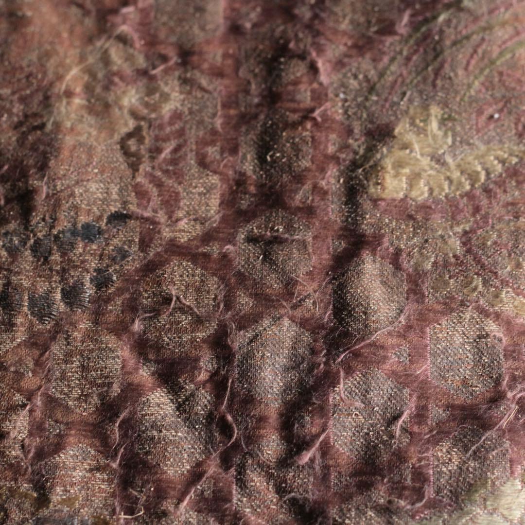 古い 西陣織 銀襴 打敷 花の丸文様 明治六年 古美術 古道具 アンティーク