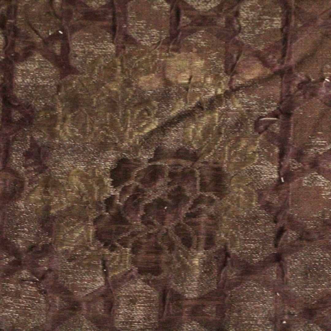 古い 西陣織 銀襴 打敷 花の丸文様 明治六年 古美術 古道具 アンティーク