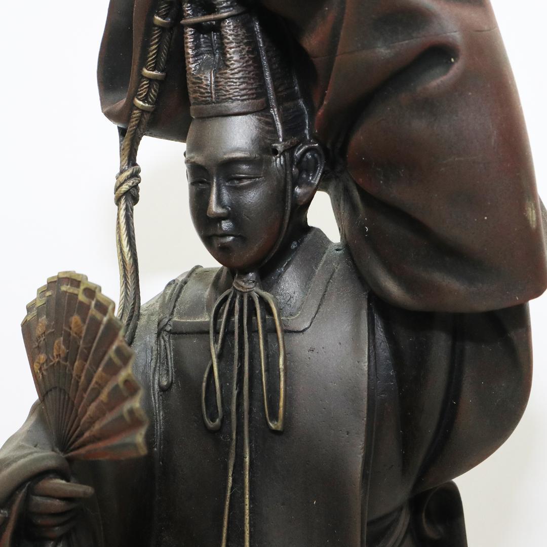 蝋型鋳銅製 翁 銅像 瑞正堂製 共箱 高岡銅器