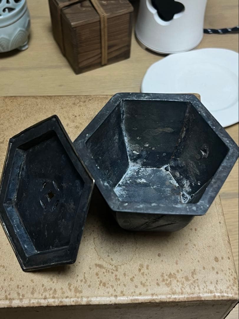 唐物 時代物 在銘 茶道具 建水 古錫 ？古玩 古美術