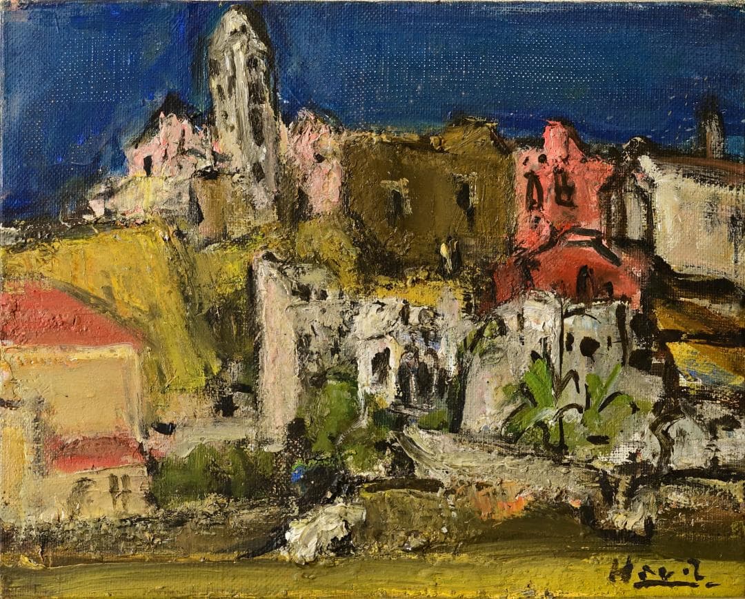 原精一　スペイン イビザ風景　油彩画