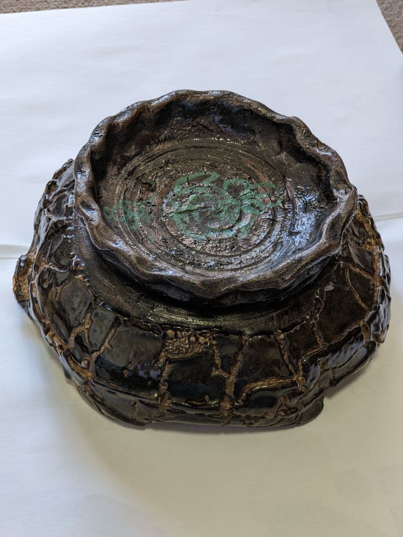 ⭐薩摩焼の絶品 美術工芸品 蛇蝎釉 どんこ釉 茶道具 菓子鉢 珍物 骨董品