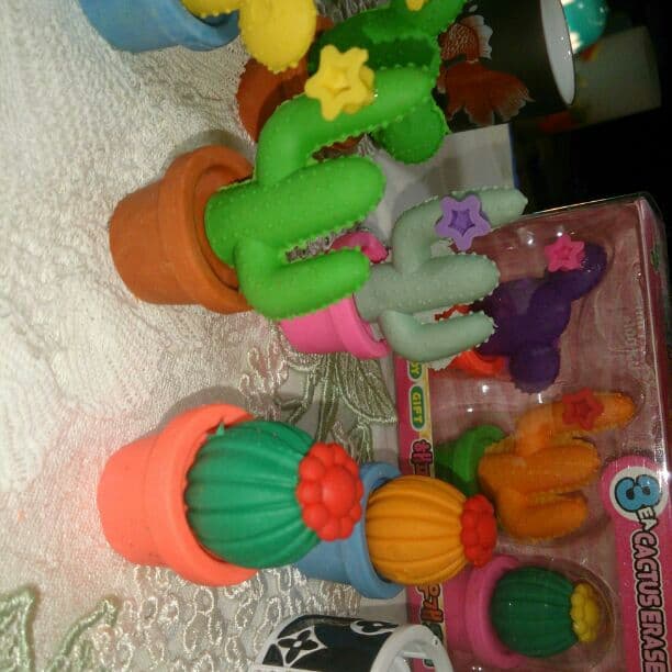 やえ  多肉植物 トロピカルなサボテン型消ゴム 3個set