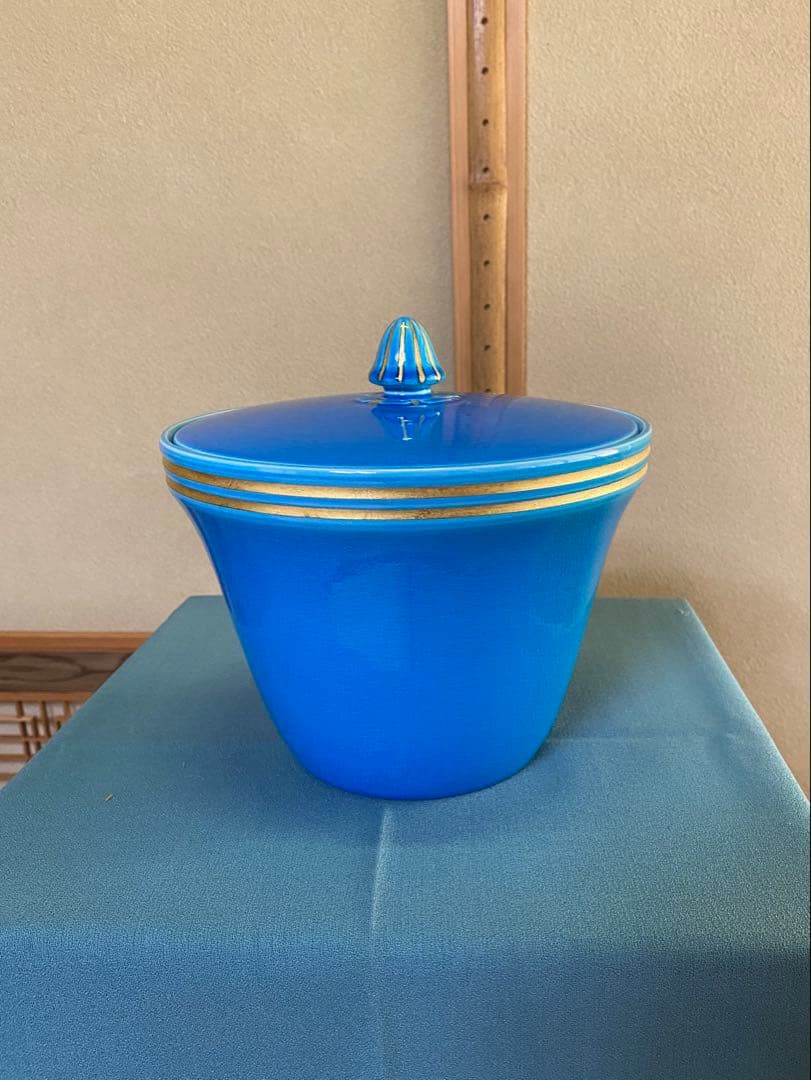 茶道具/皆具 手塚桃峰 『浅黄交趾 末広』京焼