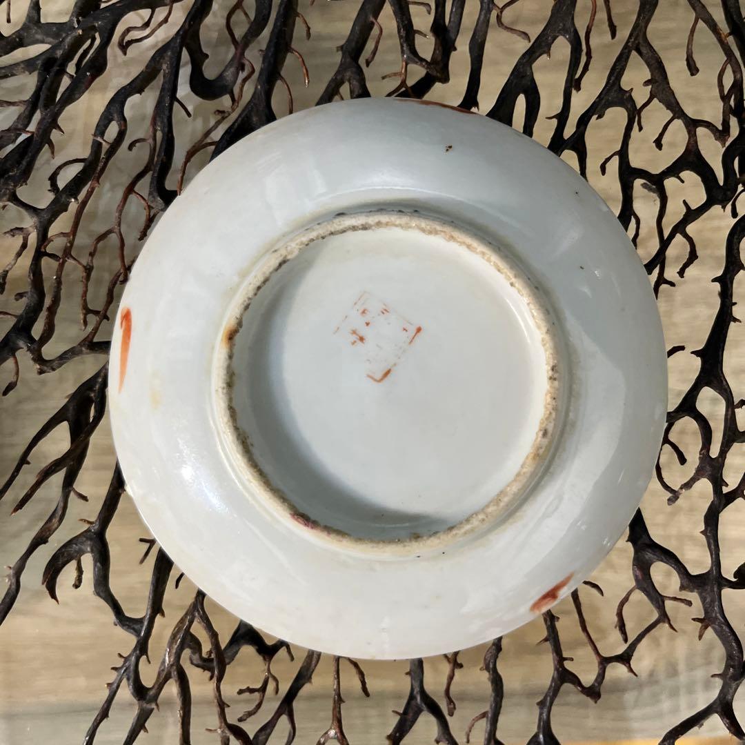 骨董　中国　古玩　古陶　清代　粉彩　蝶々　小皿　手塩皿　３客　バラ売り不可