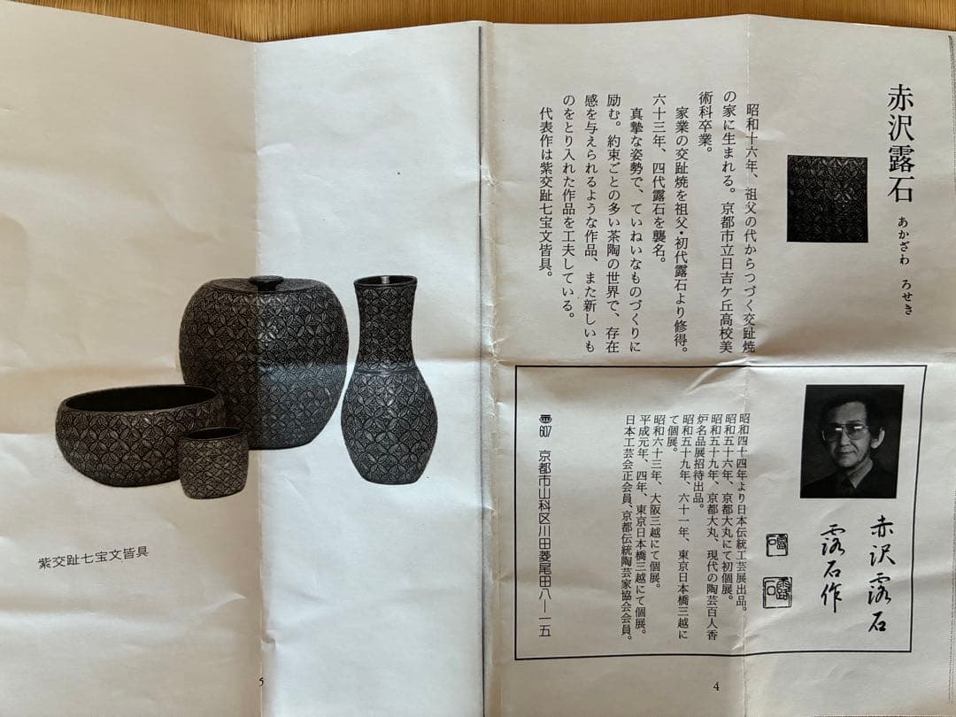 茶道具『黄交趾焼 宝尽くし皆具』 4代目赤沢露石 作