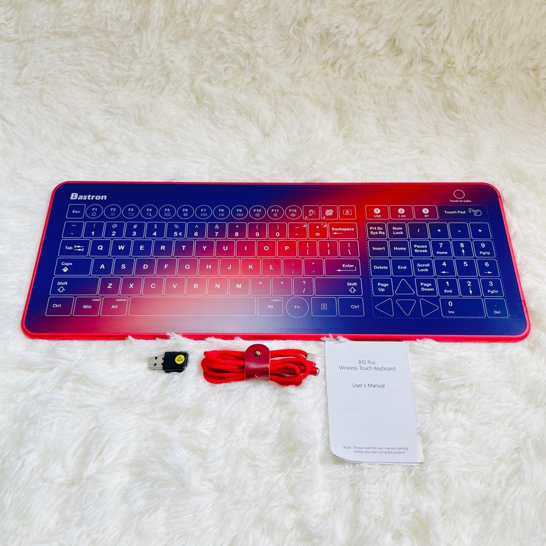 希少　超美品　Bastron B10 pro ガラス製キーボード　レッド　無線