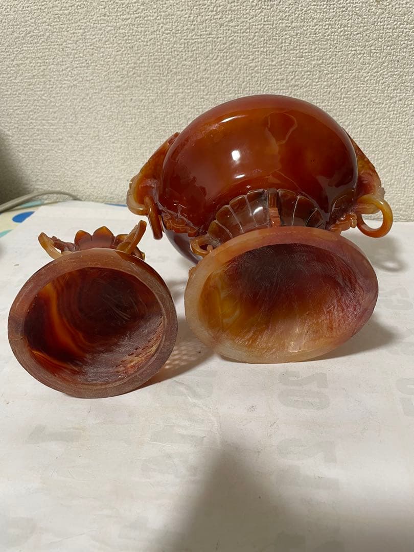 中国美術　置物　瑪瑙　メノウ　香炉