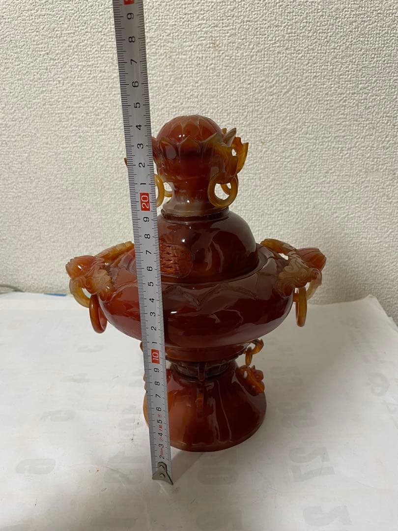 中国美術　置物　瑪瑙　メノウ　香炉