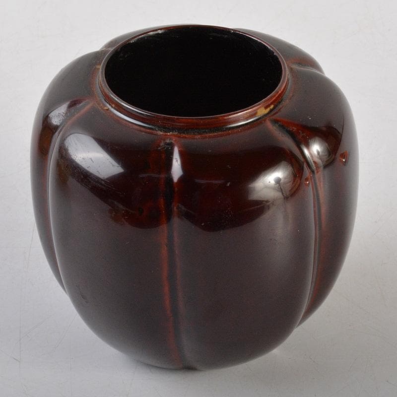 茶道具　漆塗　中山信一作　阿古陀茶器　仕覆付　共箱　V　6560