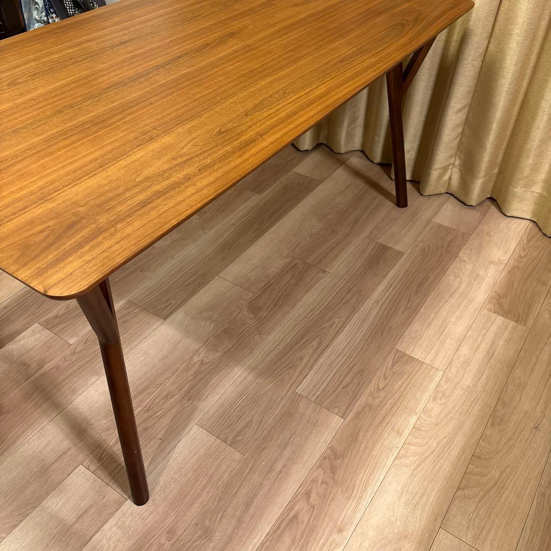 木製長方形テーブル ブラウン 斜め脚