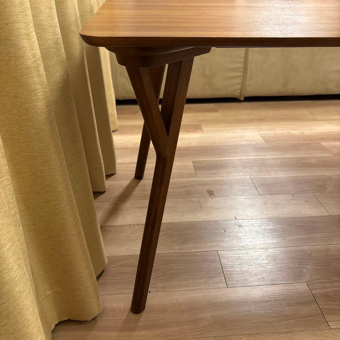 木製長方形テーブル ブラウン 斜め脚