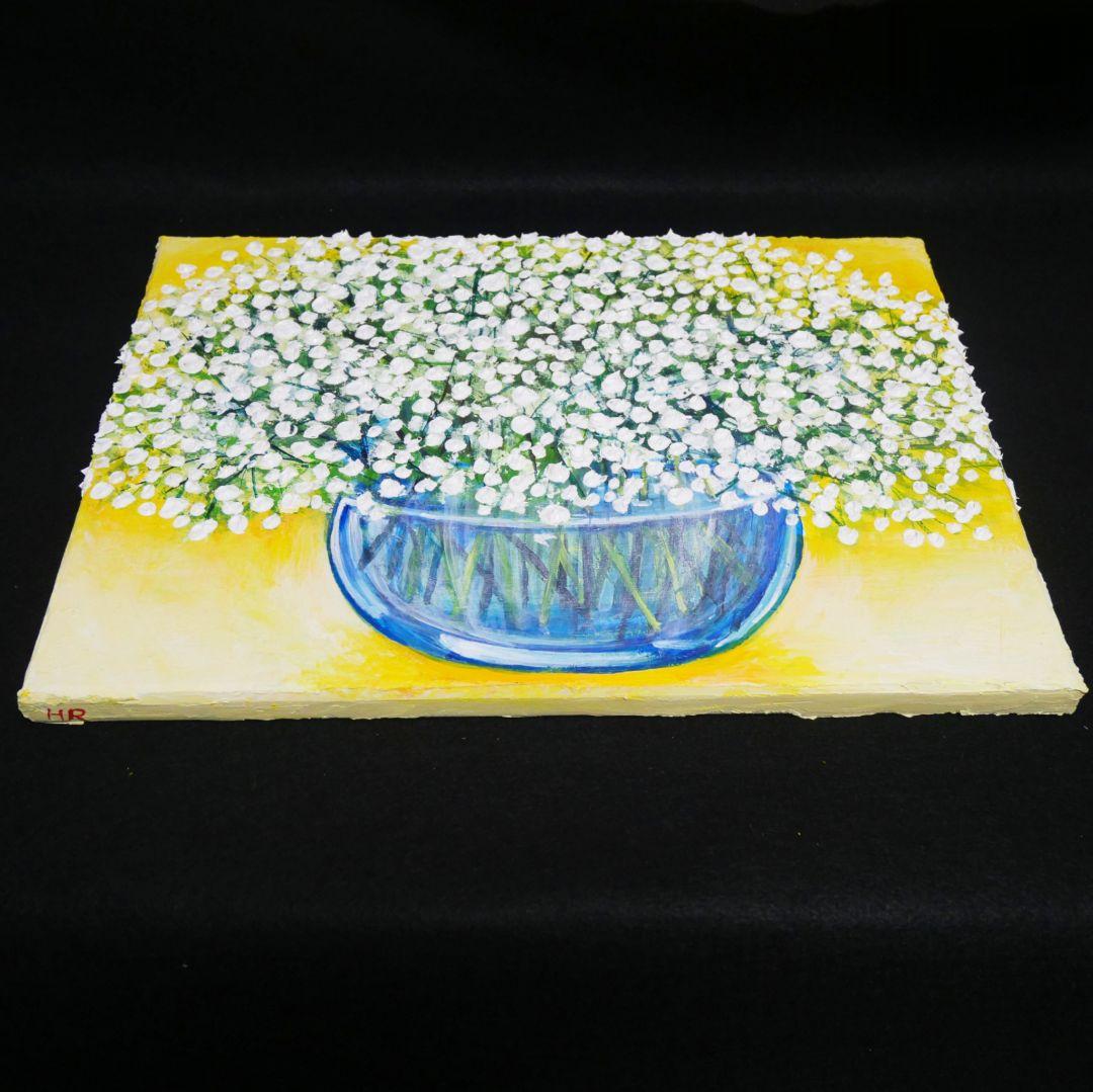 油絵 油彩 油彩画 絵 絵画 【カスミソウ 】